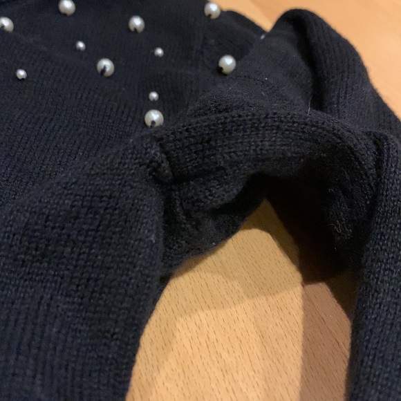 Black Children’s Place Button Up Cropped Knit Cardigan with Fake Pearls -size 14 - Picture 9 of 14
